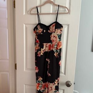 Band of Gypsies Floral Jumpsuit - Black and Red